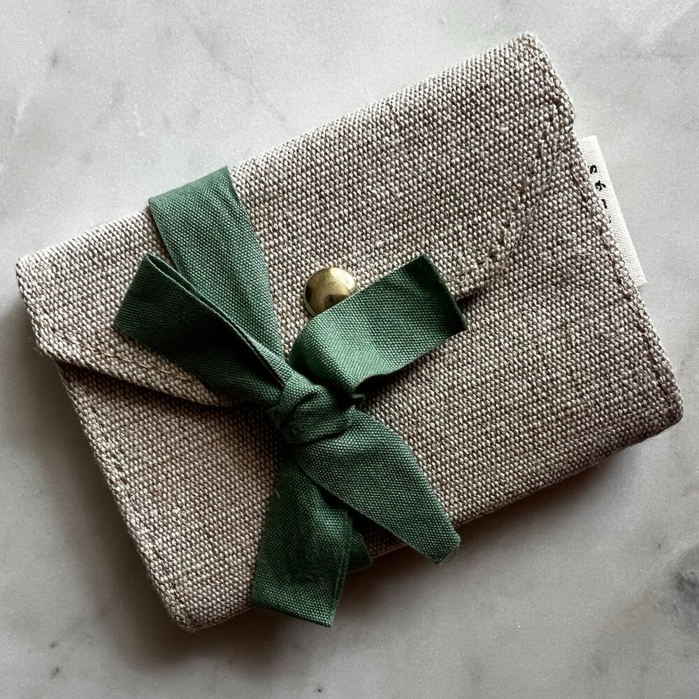 Sezane Mini Compact Wallet / Coin Purse / Card Holder in Ecru
